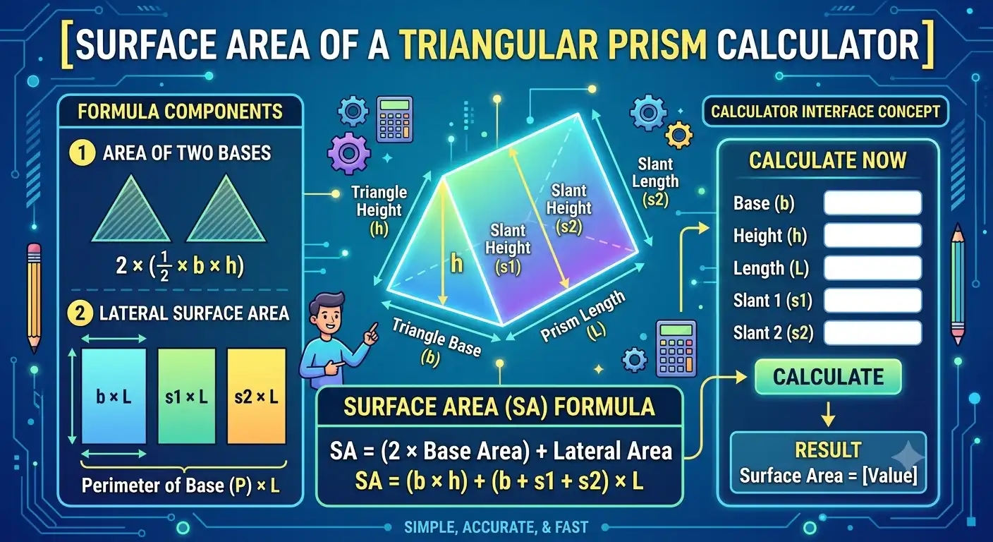 Surface Area of a Triangular Prism Calculator feature image