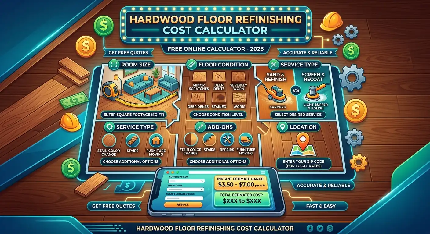 hardwood floor refinishing cost calculator image