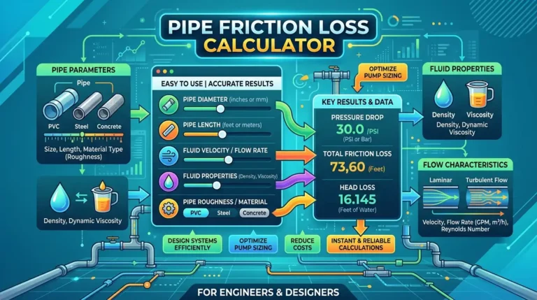 pipe friction loss calculator image