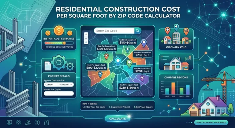 residential construction cost per square foot by zip code calculator image